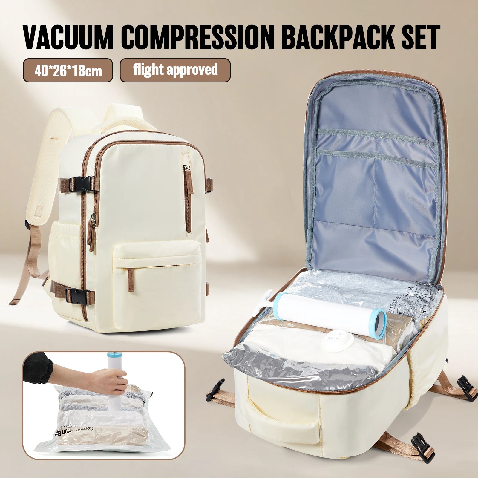 Sac Cabine 40×30×20 Compressible – Compatible Ryanair & WizzAir