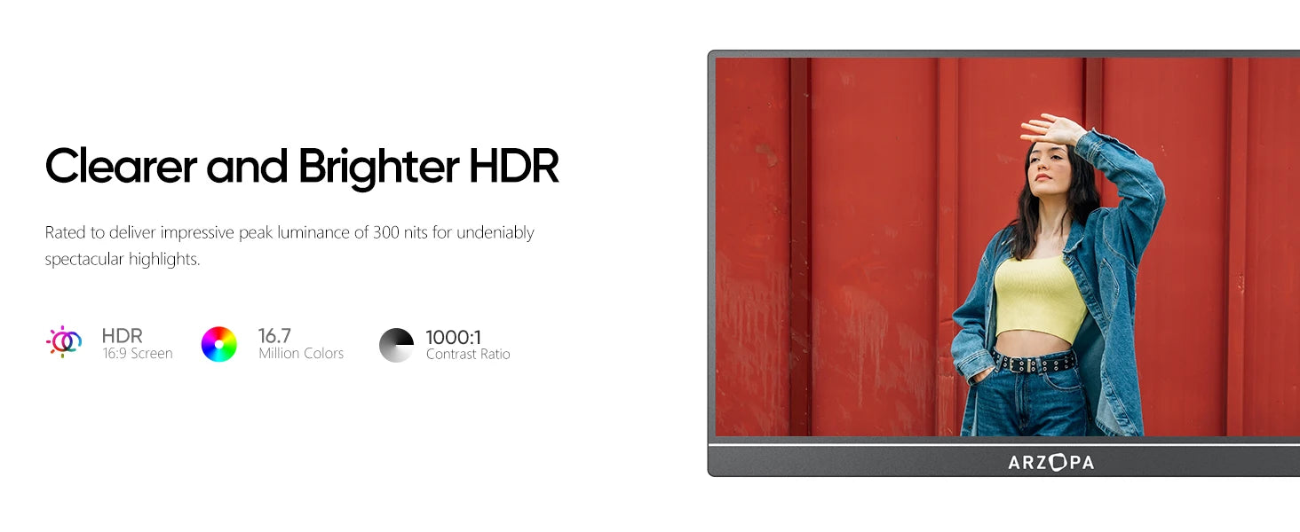 Écran Portable ARZOPA 14” FHD 1080P – Moniteur IPS USB-C & HDMI, Second Écran pour PC