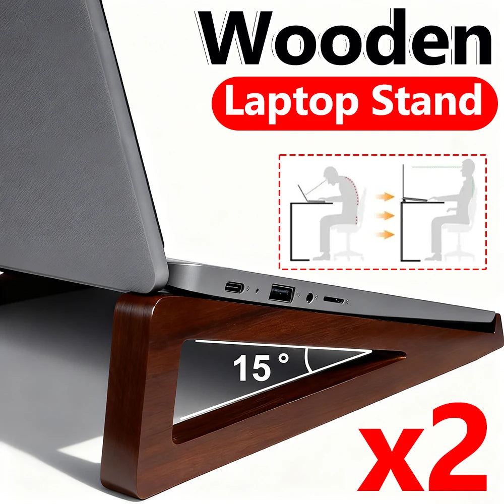 Supports Laptop en Bois (x2) – Ergonomiques & Ventilés