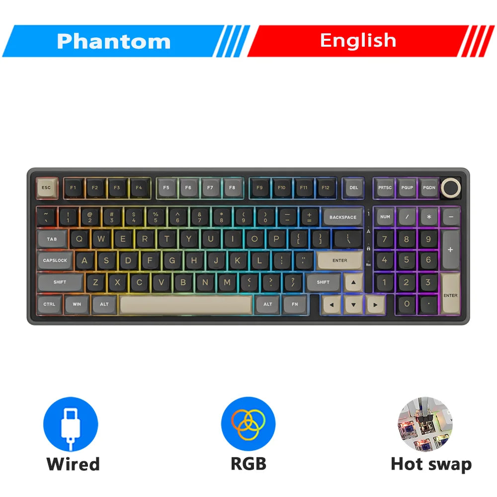 Clavier Mécanique AZERTY RK R98 Pro – 98 Touches, Switches Interchangeables, RGB Personnalisable, Tactile & Silencieux, Boutons Enfichables, Touches PBT Premium