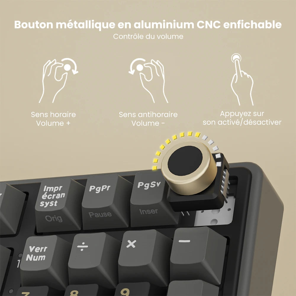 Clavier Mécanique AZERTY RK R98 Pro – 98 Touches, Switches Interchangeables, RGB Personnalisable, Tactile & Silencieux, Boutons Enfichables, Touches PBT Premium