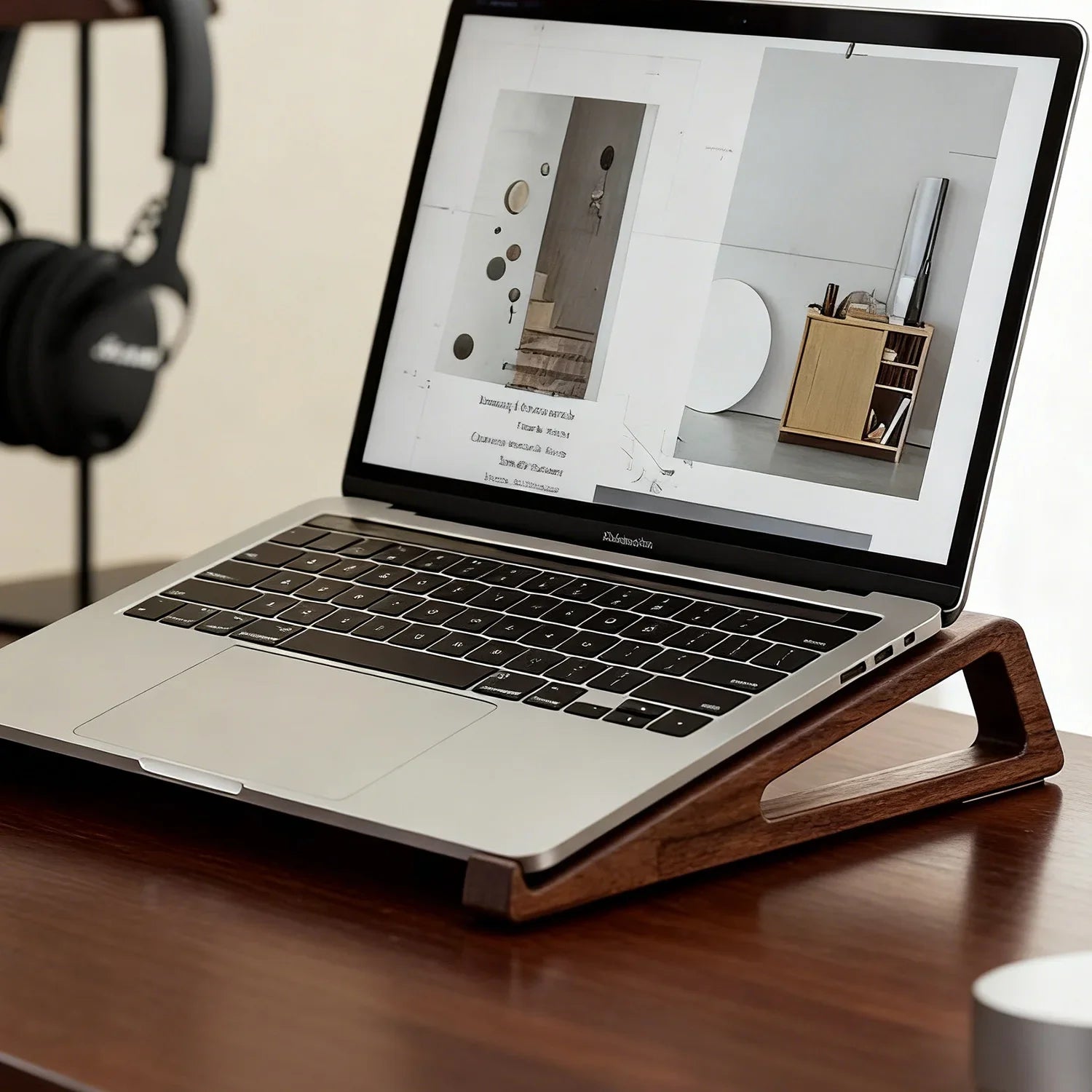 Supports Laptop en Bois (x2) – Ergonomiques & Ventilés