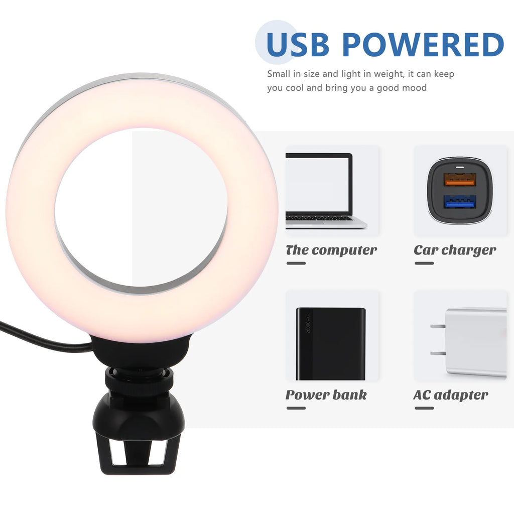 Lampe Ring Light USB – Clip pour PC, Visio & Streaming