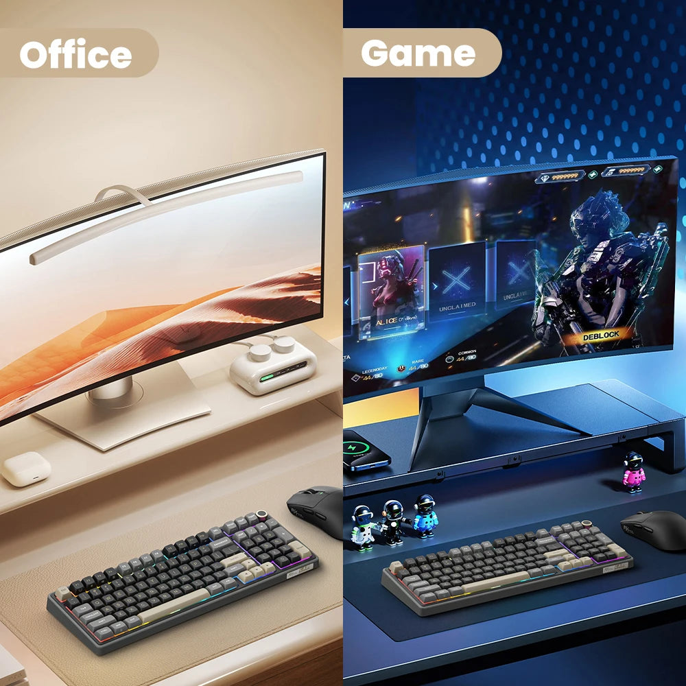 Clavier Mécanique AZERTY RK R98 Pro – 98 Touches, Switches Interchangeables, RGB Personnalisable, Tactile & Silencieux, Boutons Enfichables, Touches PBT Premium