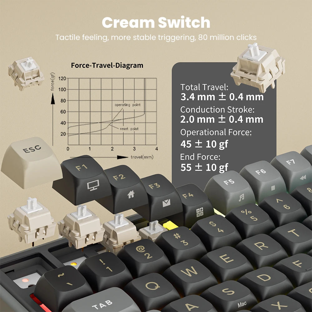 Clavier Mécanique AZERTY RK R98 Pro – 98 Touches, Switches Interchangeables, RGB Personnalisable, Tactile & Silencieux, Boutons Enfichables, Touches PBT Premium