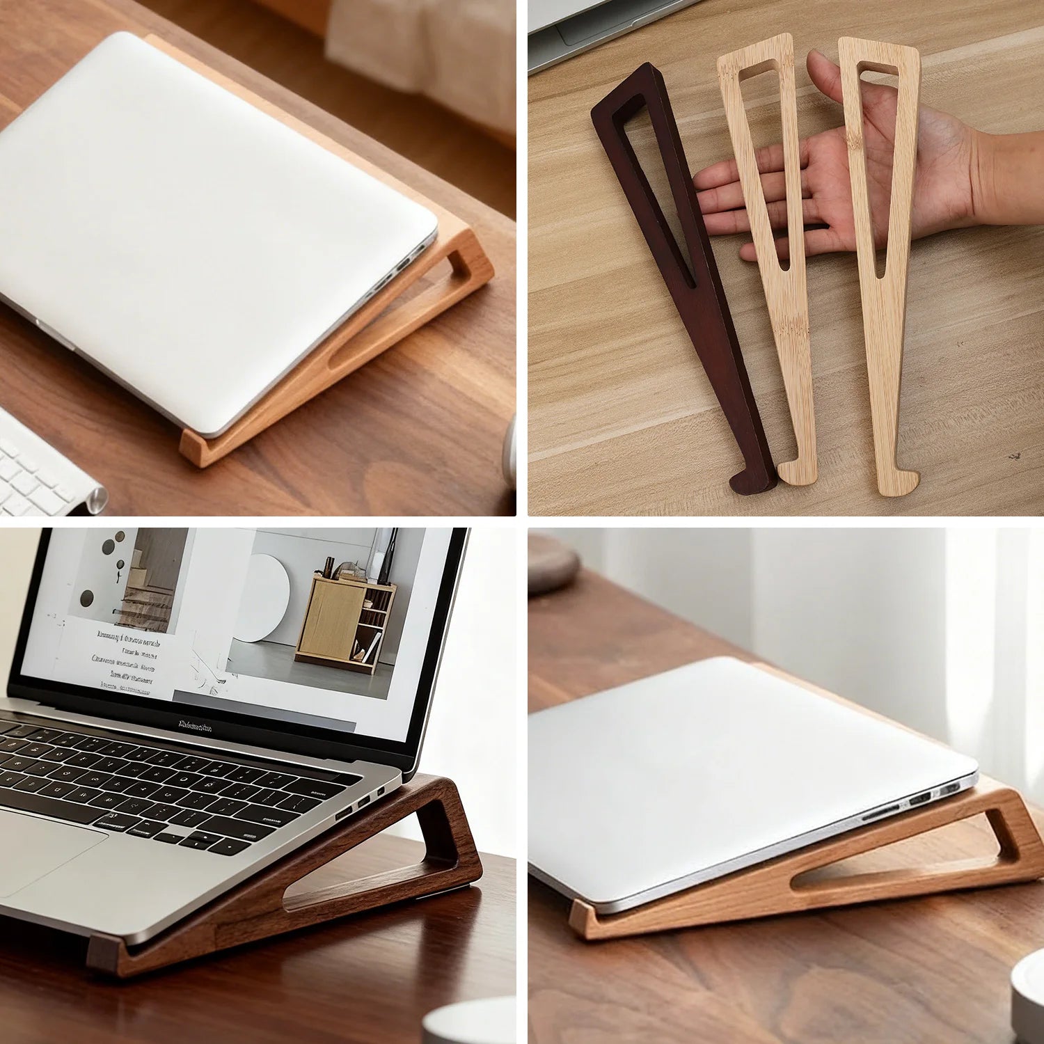 Supports Laptop en Bois (x2) – Ergonomiques & Ventilés