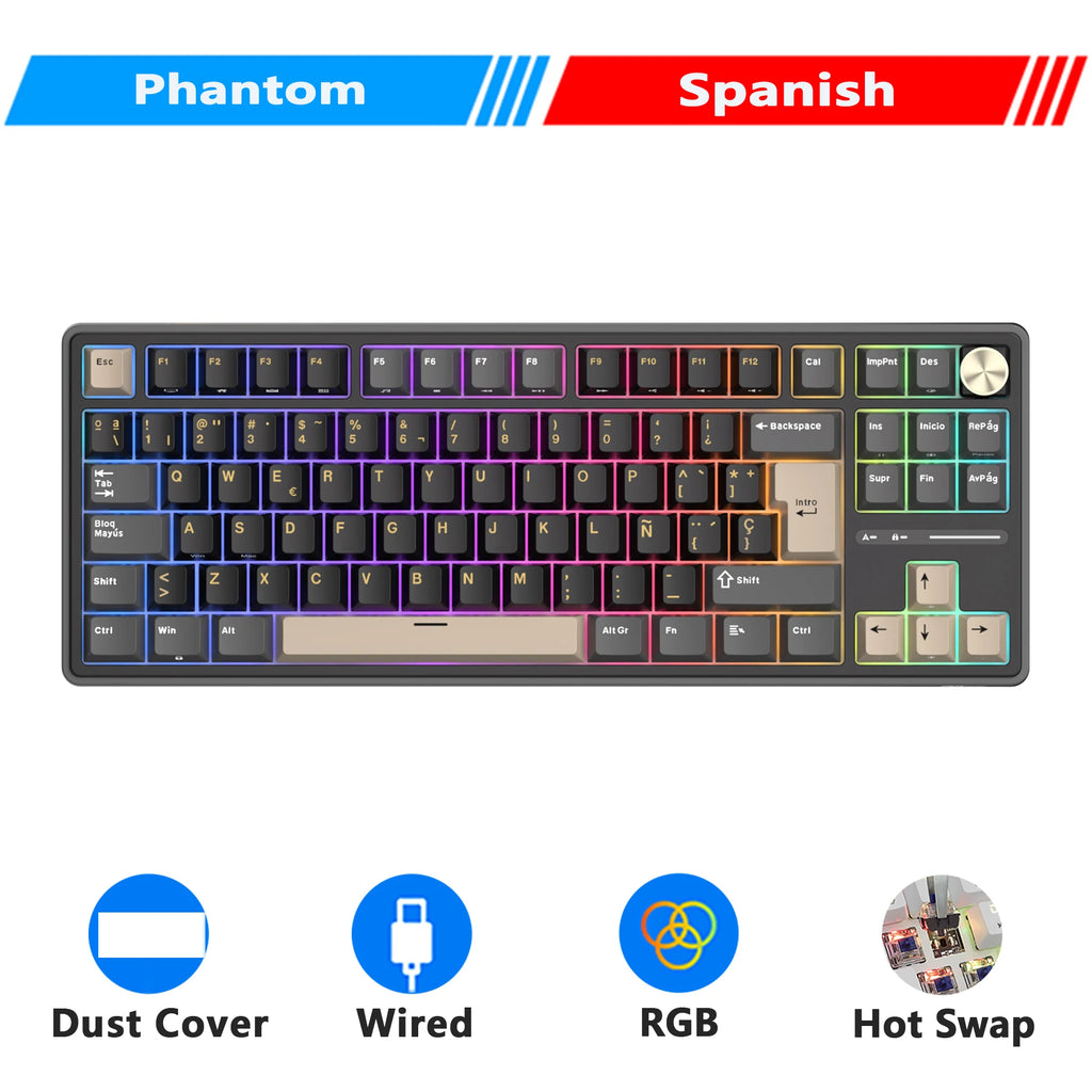 Clavier Mécanique AZERTY RK R98 Pro – 98 Touches, Switches Interchangeables, RGB Personnalisable, Tactile & Silencieux, Boutons Enfichables, Touches PBT Premium