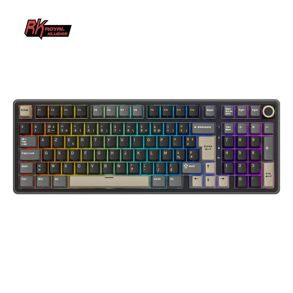 Clavier Mécanique AZERTY RK R98 Pro – 98 Touches, Switches Interchangeables, RGB Personnalisable, Tactile & Silencieux, Boutons Enfichables, Touches PBT Premium