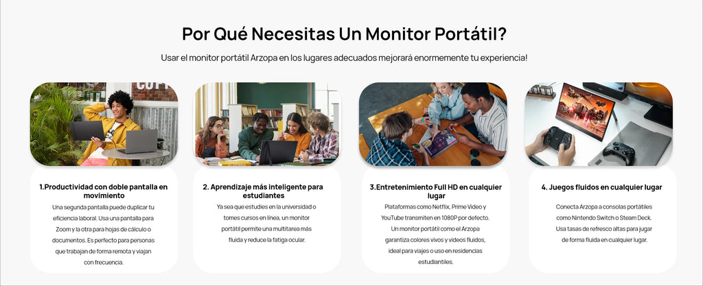 Écran Portable ARZOPA 14” FHD 1080P – Moniteur IPS USB-C & HDMI, Second Écran pour PC