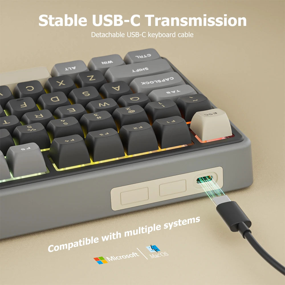 Clavier Mécanique AZERTY RK R98 Pro – 98 Touches, Switches Interchangeables, RGB Personnalisable, Tactile & Silencieux, Boutons Enfichables, Touches PBT Premium