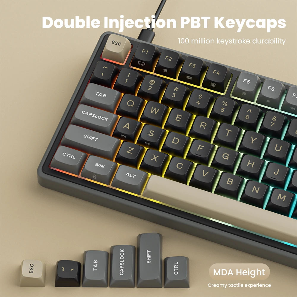 Clavier Mécanique AZERTY RK R98 Pro – 98 Touches, Switches Interchangeables, RGB Personnalisable, Tactile & Silencieux, Boutons Enfichables, Touches PBT Premium